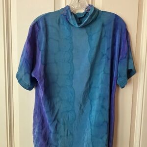 Blue and Purple Tie-Dye Short Sleeve Top